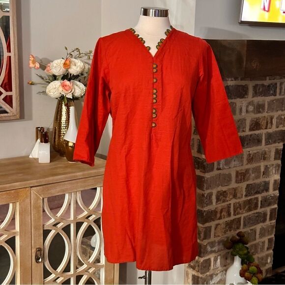 ETHNIC WEAR Women’s Tunic Top in the Size Medium in Brick Red Color - Picture 5 of 9